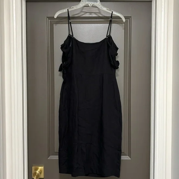 Abercrombie & Fitch off the shoulder black linen dress 2 NWT - Picture 4 of 10